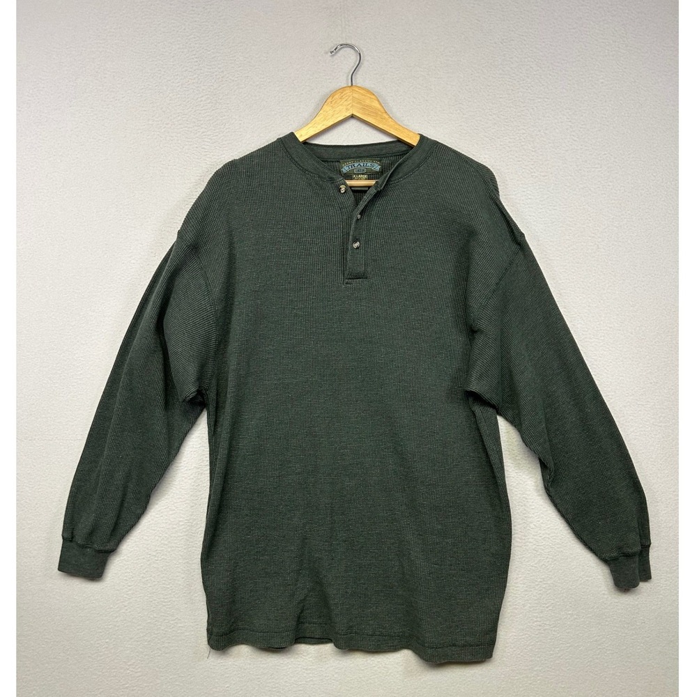 Gorpcore Darby Classics Trails Mens XL Green Waffle Knit Thermal Henley Shirt